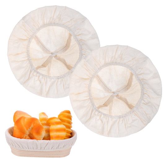 simarro 2PCS Proofing Basket Cloth Bowl Covers, Bread Proofing Cloth Liner Reusable Sourdough Baking Basket Cover Natural Rattan Banneton Proofingcloth Elastic Linen for Bakery Home Baking