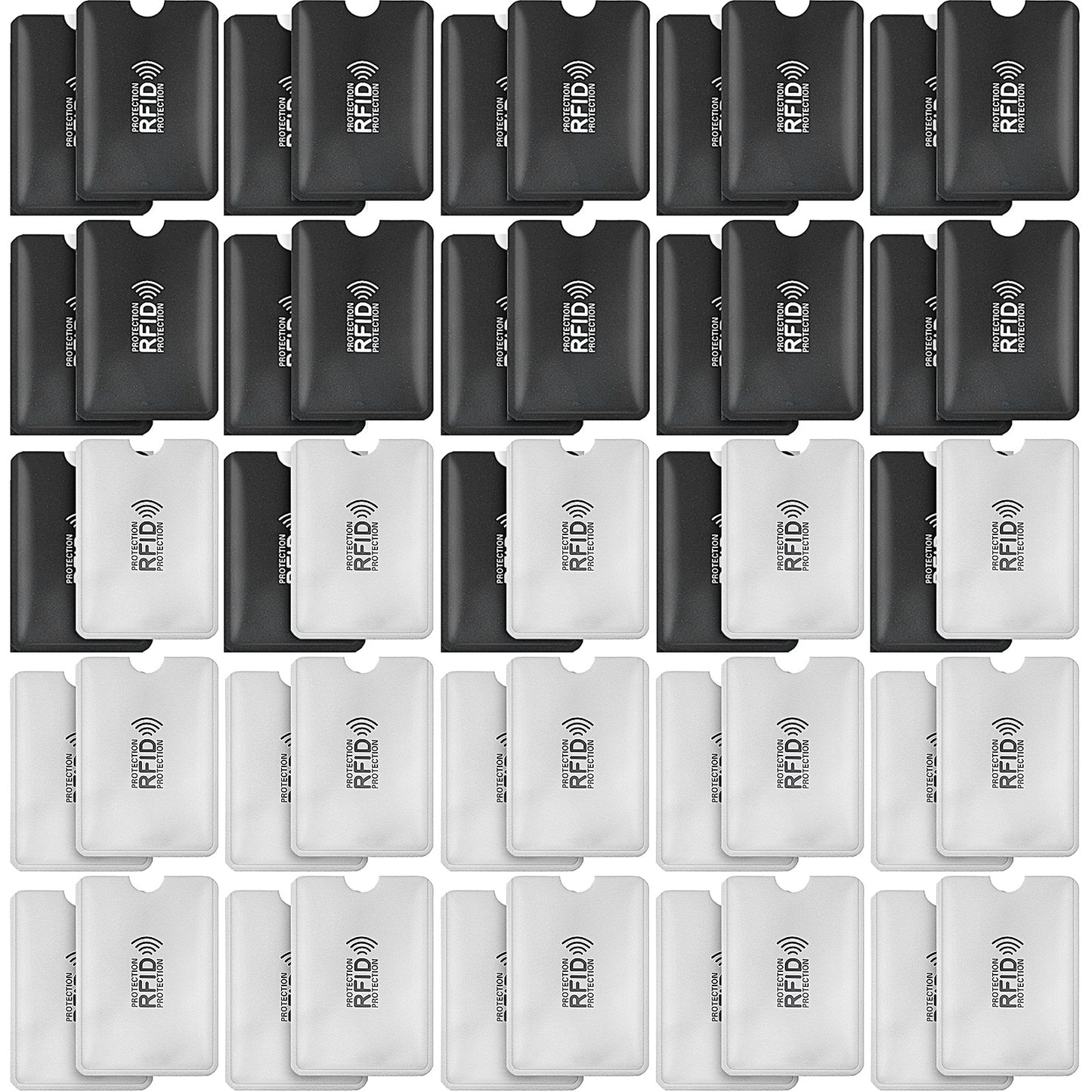 Molain RFID Blocking Sleeves, 50 Pieces RFID Card Holder Identity Credit Card Sleeves Set Card Protector for Women Men(25 Black+25 White)