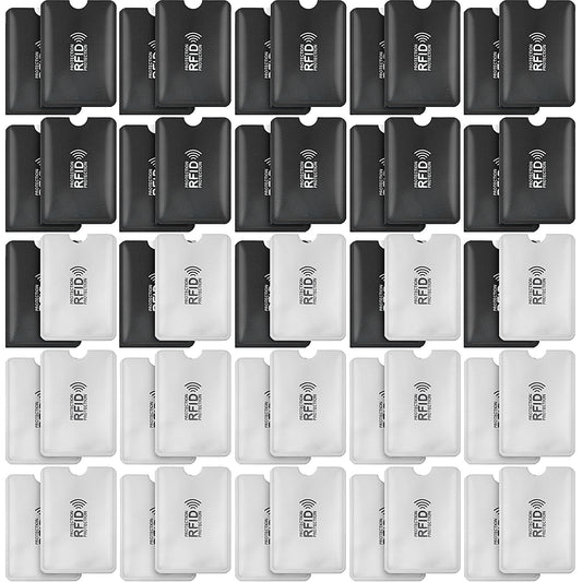 Molain RFID Blocking Sleeves, 50 Pieces RFID Card Holder Identity Credit Card Sleeves Set Card Protector for Women Men(25 Black+25 White)