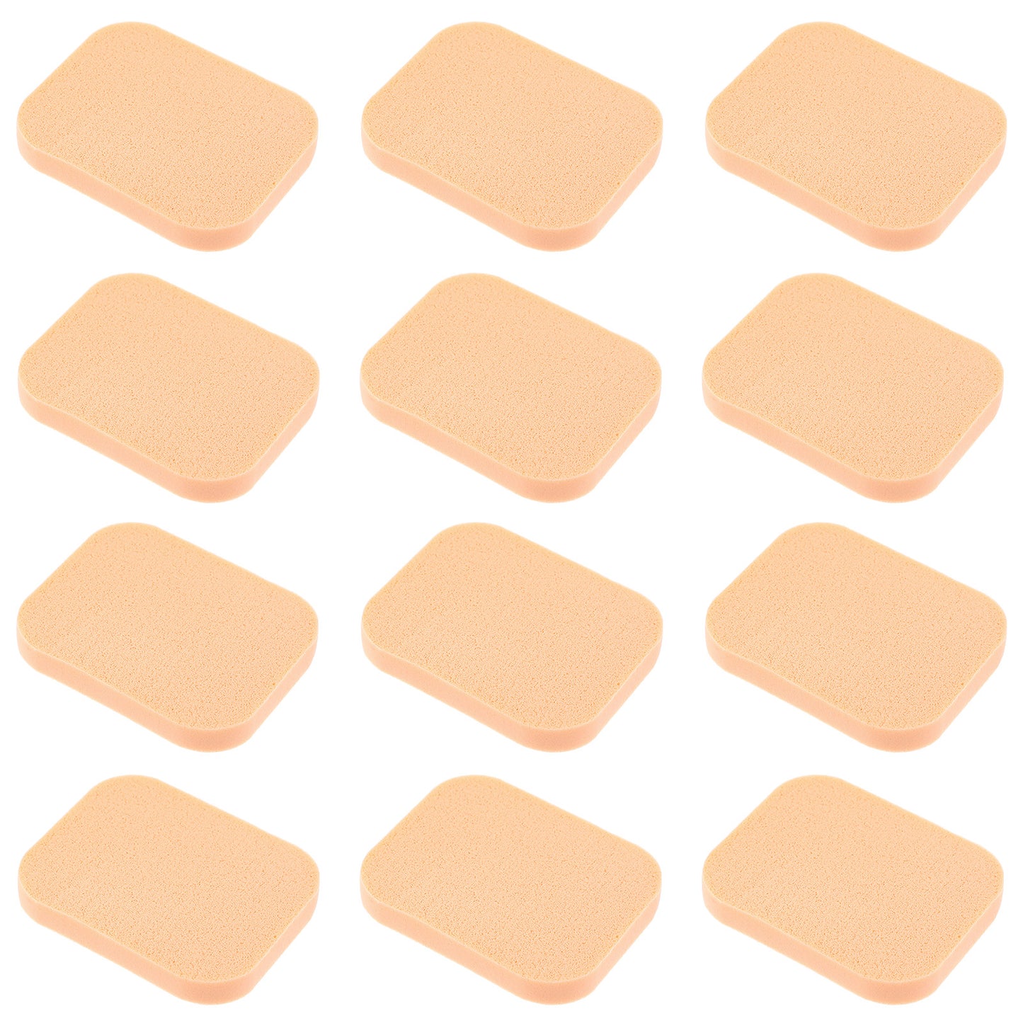 Giantree 12 Pcs Square Makeup Sponges, for Foundation Facial Powders Puff Cosmetic Sponge, Square Foam Pad Powders Blender for Liquid Foundation Cream Powder Concealer - Wet Dry Use (Skin Color)