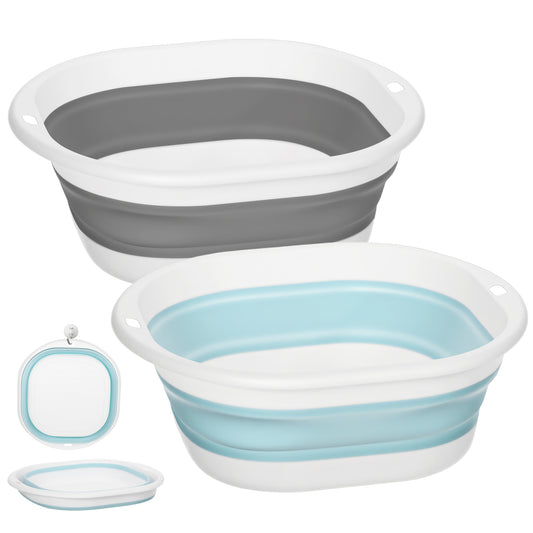 JJUNW 2Pcs Collapsible Washing Up Bowl, Foldable Washing Up Bowls, Top and Tail Bowl Folding Wash Basin, Portable Small Washings Bowls for Camping, Travel, Kitchen,Outdoor Use