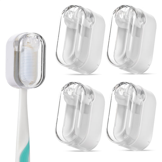 cobee 4 Pcs Toothbrush Head Covers, Portable Toothbrush Cap Toothbrush Holders Travel Protector, Electric Toothbrush Cover for Household Travel, Bathroom, Gym(White)