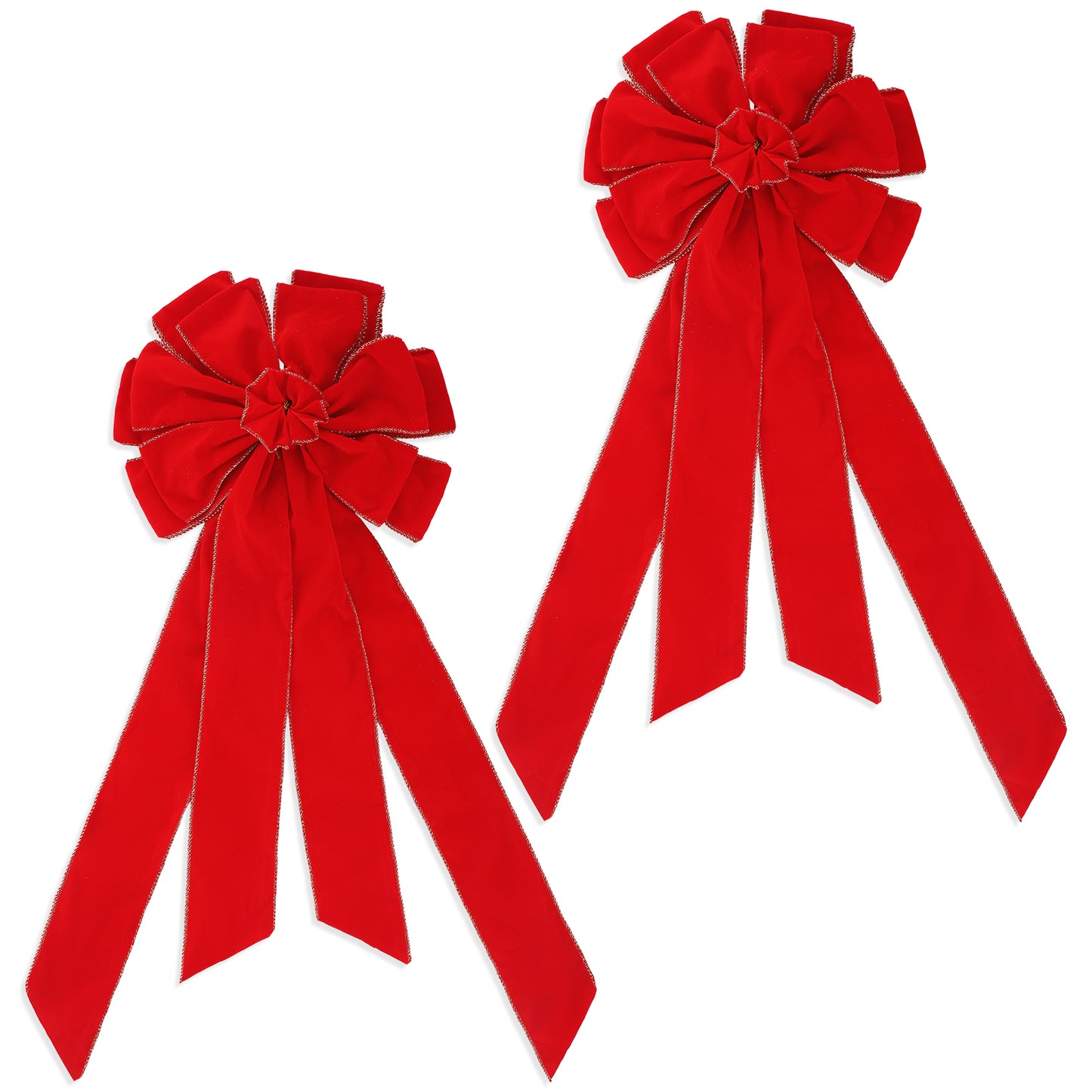 cobee 2 Pcs Large Christmas Bow for Wreath, Velvet Bows Xmas Decoration for Front Door Wall Fence Christmas Tree Top Bow Decoration for Winter Christmas Party Supplies(Red Velvet Bow)