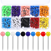 HJZHII 1000Pcs Map Push Pins, 10 Colors Round Head Drawing Pins Cork Board Pin Round Head Drawing Map Pin with Plastic Heads Decorative Maps Push Tips for World Maps Fabric Marking Poster
