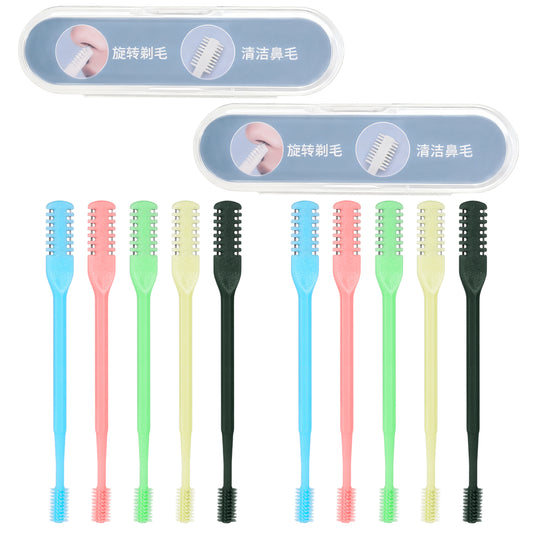 LXUEJIE Manual Nose Hair Trimmer, Double Sided Nose Hair Cutter 360° Rotating Nasal Hairs Trimmer Multicolor 2 in 1 Nasal Hairs Cutter Manual with Cleaning Brush for Women Men (10Pcs)