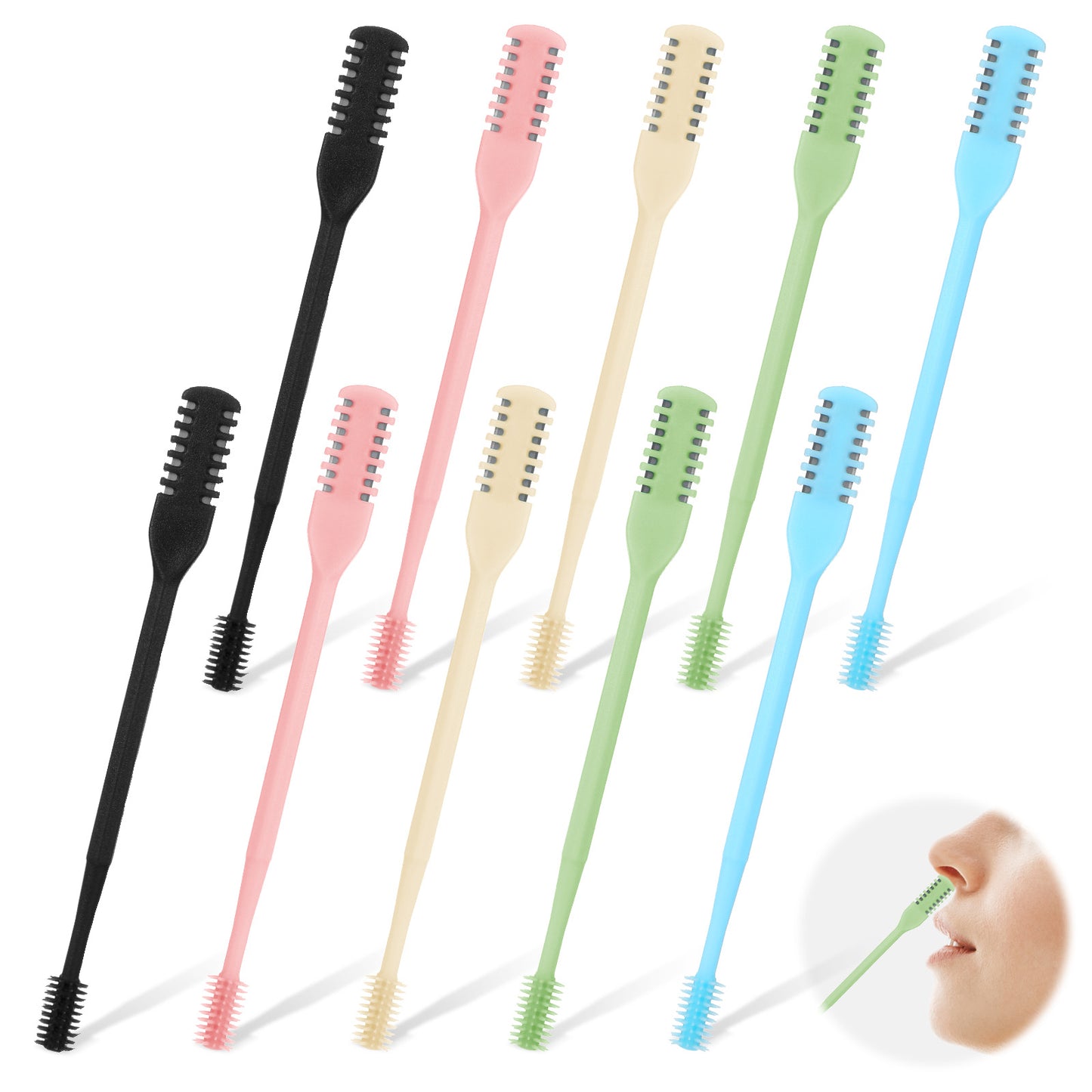 GEEHUA 10 Pcs Manual Nose Hair Trimmer for Men Women, 360° Rotating Nasal Hair Removal Cutter, 2-in-1 Stainless Steel Nose Trimmer with Ear Cleaner
