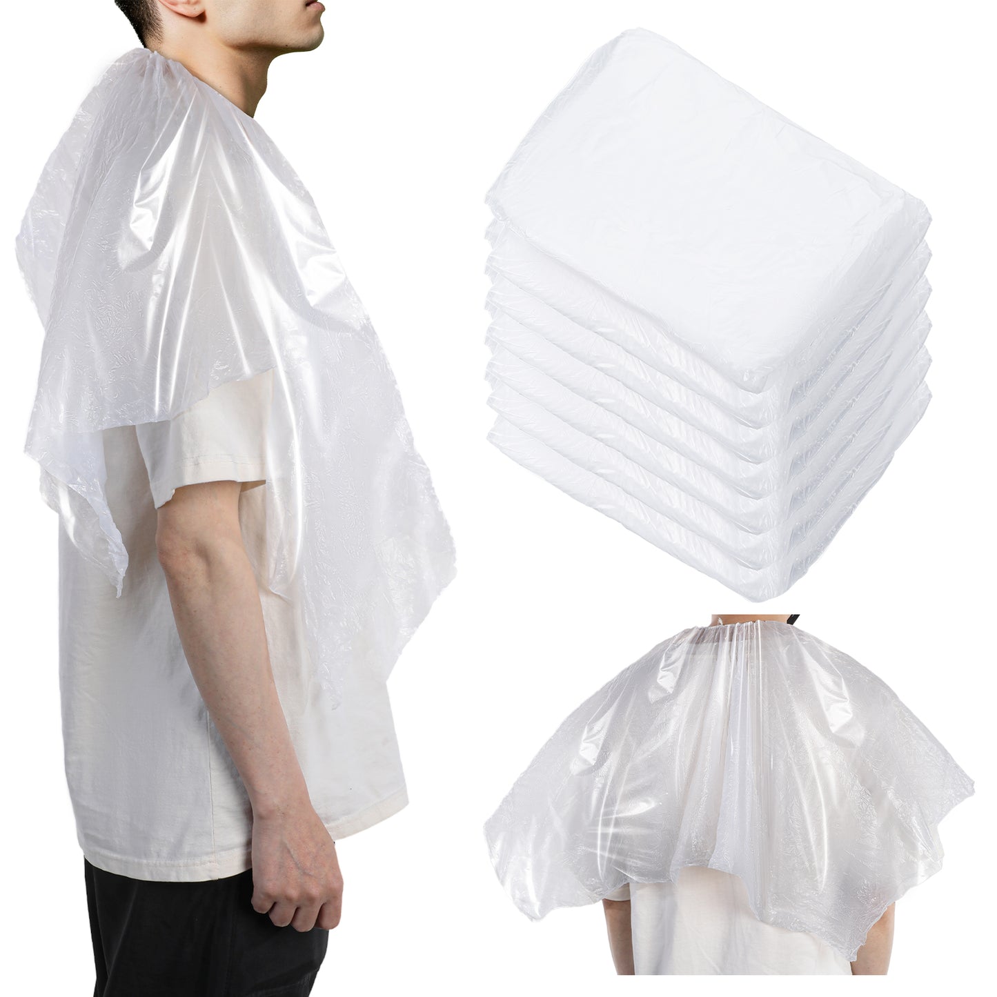 HJZHII 20 Pcs Disposable Hair Color Capes, Waterproof 39.3x39.3in Hair Dye Perming Styling Bibs Disposable Barber Cape for Home and Salon Use