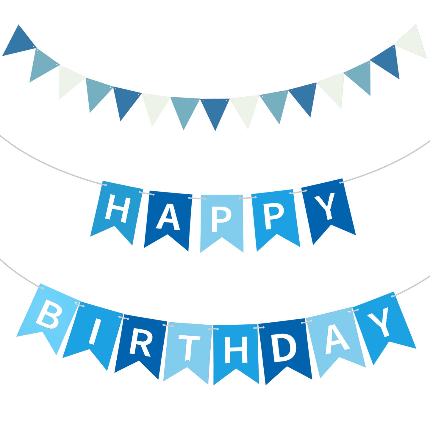 MBAIYO Happy Birthday Banner, Birthday Decorations Assembled Durable Celebration Day Party Decorations for Women Men Celebration Party Backdrops(Blue and White)