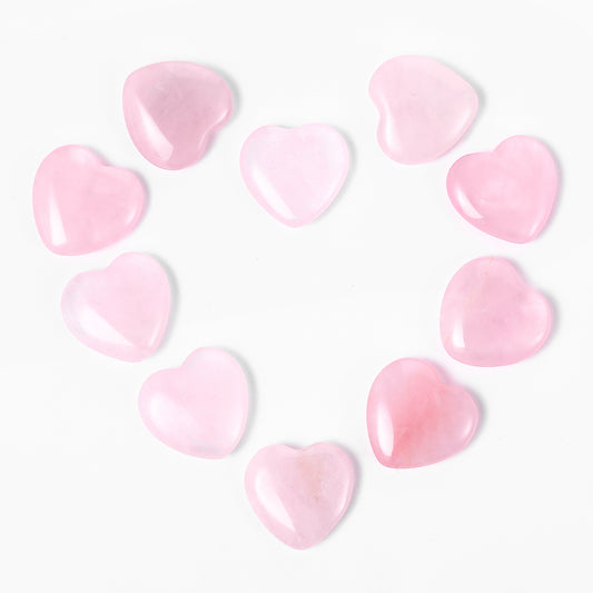 Molain 10 Pcs Rose Quartz Heart Healing Crystals, Natural Rose Quartz Heart Crystals Healing Worry Stones for Love Chakra Balancing Meditation Gifts Spiritual Growth & Relaxation.