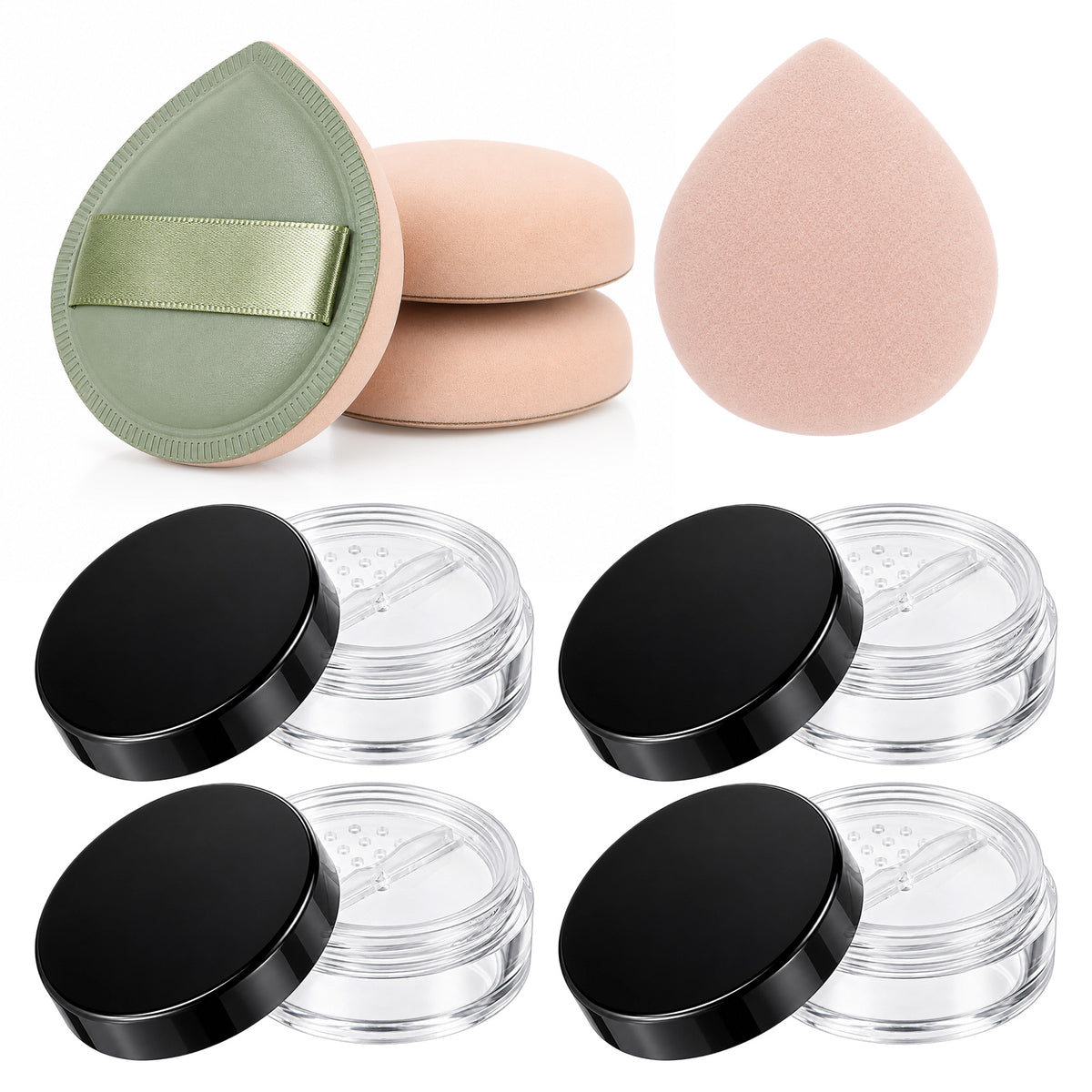 SULIKJHUI 4 Pcs Makeup Cushion, Korean Teardrop Cushion Puff with Boxes