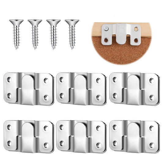 JJUNW 6 Pairs Flush Mount Bracket, Interlocking Hang Buckle with 48 Screws Stainless Steel Heavy Duty Picture Hanging Headboard Wall Fixings Large Picture Hanger for Photo Mirror Pictures