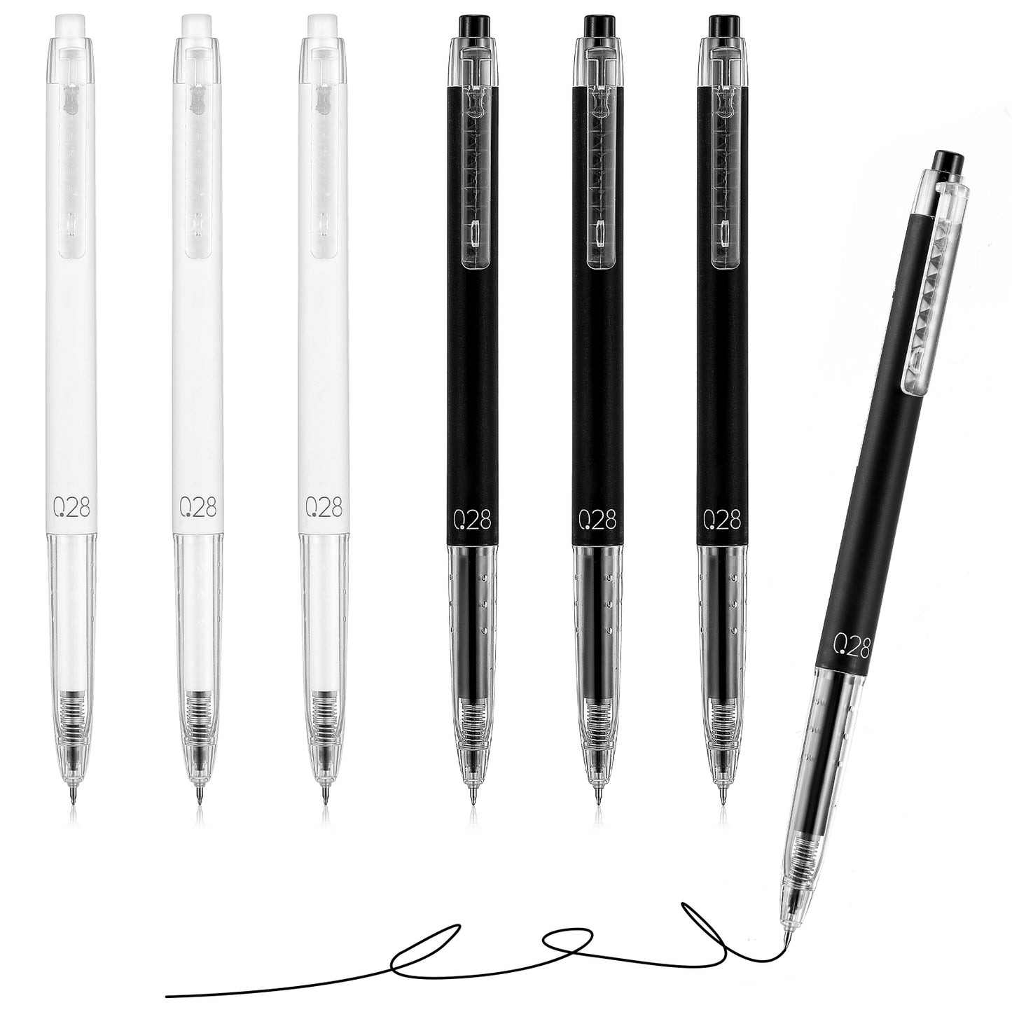 JIEYAO 0.28mm Extra Fine Point Gel Pens, 6Pcs Gel Pens Black Ink Ultra Fine Point Writing Pen for Office Stationery Supplies Smooth Writing