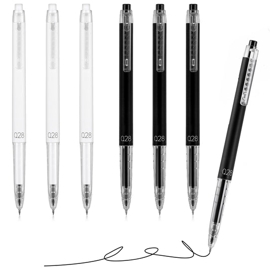 JIEYAO 0.28mm Extra Fine Point Gel Pens, 6Pcs Gel Pens Black Ink Ultra Fine Point Writing Pen for Office Stationery Supplies Smooth Writing