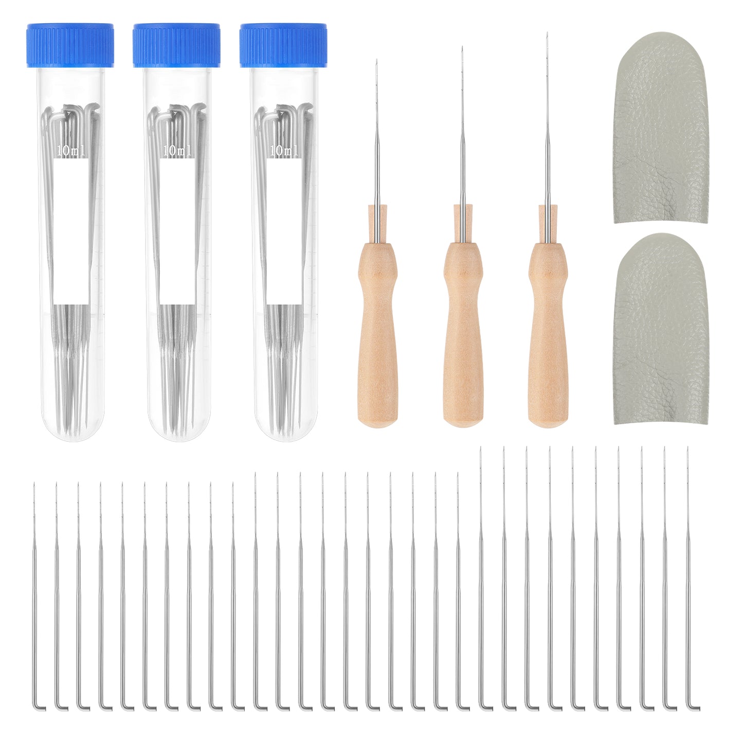Yuanchu Needle Felting Needles Set, 64Pcs Wool Felting Needle Set Available in 3 Sizes Each with 20 Felting Needles Felting Tools with 3 Size Wooden Handle Holder for DIY Wool Felting Projects