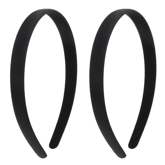 JIYIN 2 Pcs Satin Black Headbands for Women, Plain Wide Hair Band Fashion Solid Hairband Non-Slip Elastic Hoops for Women Girls Cosplay Christmas Valentine's Day Gifts