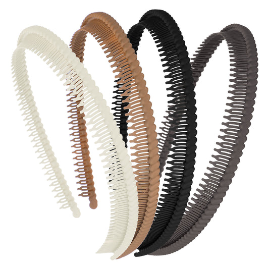 JJUNW 4 Pcs Headbands With Teeth for Women, Plastic Headbands Comfortable Non-Slip Toothed, Head Bands Comb Headband for Women's Hair Suitable for Home or Commuting