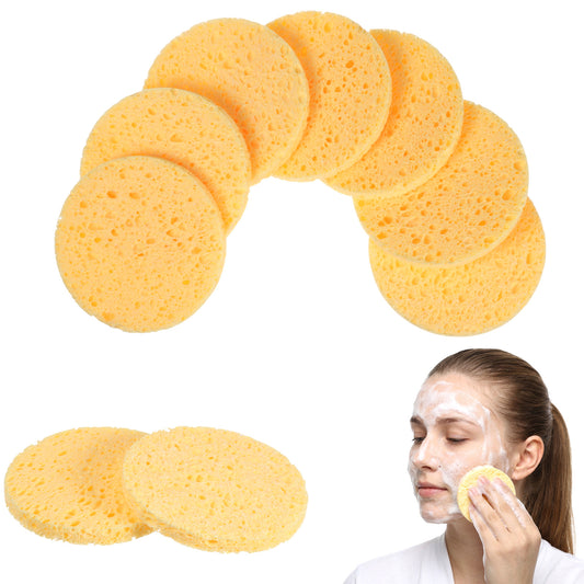 JJUNW 12 Pcs Facial Sponges, Large Facial Sponges Soft Cotton Cleansing Pads, Make Up Sponge For Daily Skin Care Deep Cleaning Makeup Removal