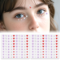 BOHUIZ 200 Pcs Star Heart Face Gems Stickers, Colorful Acrylic Star Heart Eye Face Self-adhesive Stickers Face Jewels Makeup Rhinestones Face Nail Glitter Accessories for Festival Party Decoration Chr