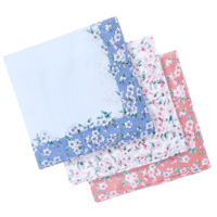 Bewudy 3 Pcs Ladies Printing Floral Handkerchiefs, Ladies Handkerchiefs, Women Soft Cotton Hankies, Pocket Square Towel Embroidery Ladies' Vintage Floral Handkerchief for the Wedding Party