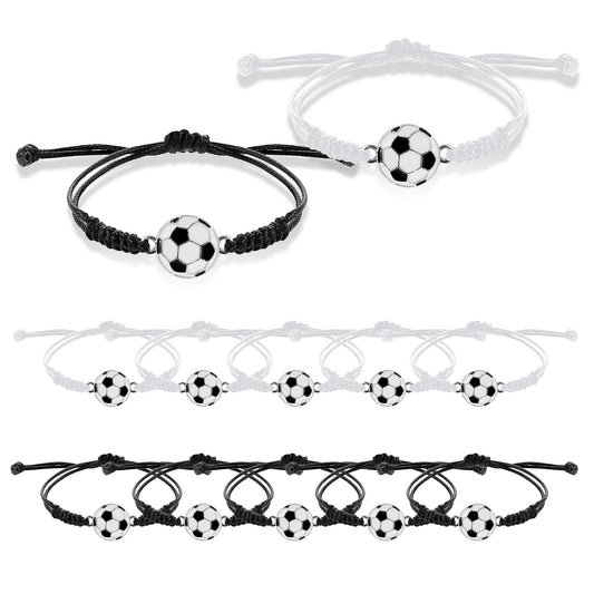 simarro 12pcs Soccer Baseball Basketball Braided Sports Bracelets, Sports Accessories Adjustable Football Jewelry Inspirational Wristbands for Fans Boys Girls Teen Adults Team