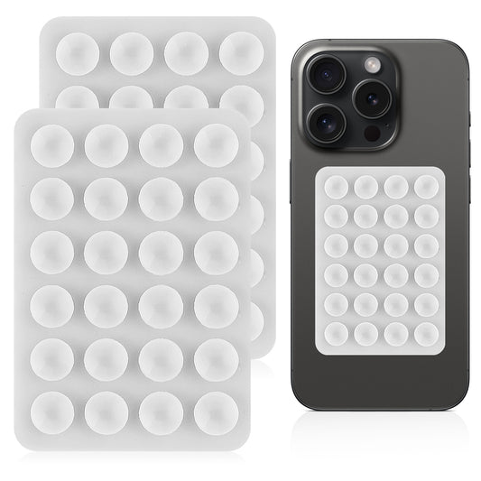 BOHUIZ 2 Pcs Silicone Suction Phone Case Mount, Anti-Slip Double-Sided Suction Cup Phone Case Hands-Free Phones Accessories Holder for Cell Phones(White)